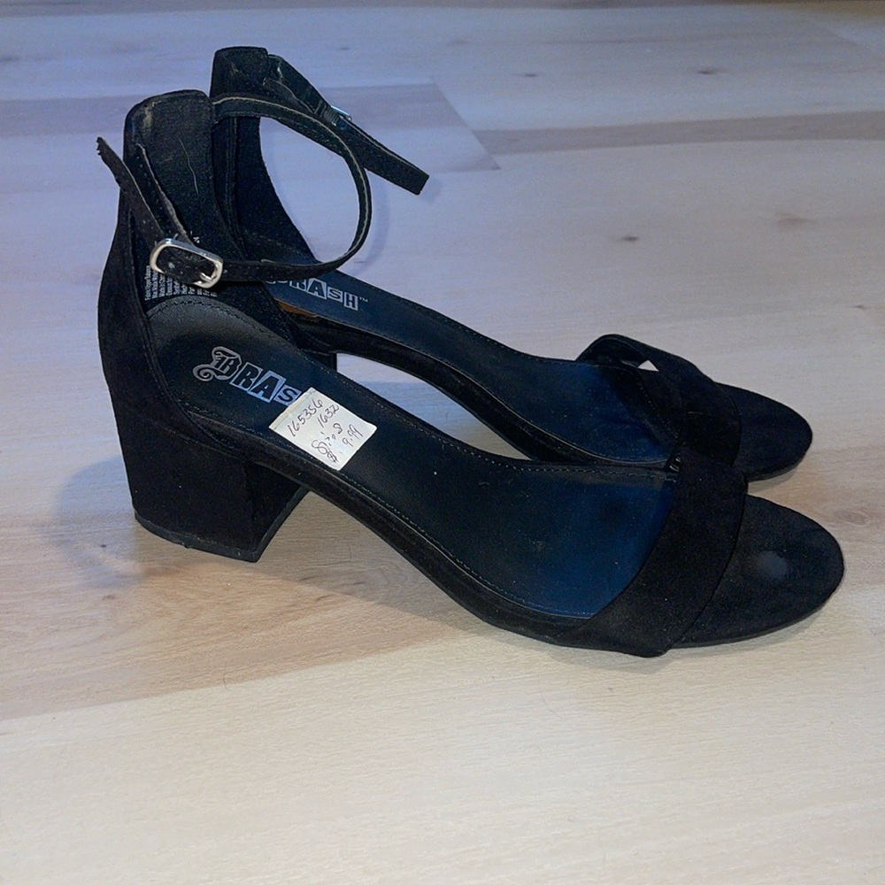 Black suede heels